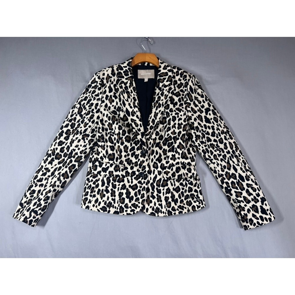 Banana Republic Womens Leopard Print Blazer Jacket Size 10 Animal Print Coat